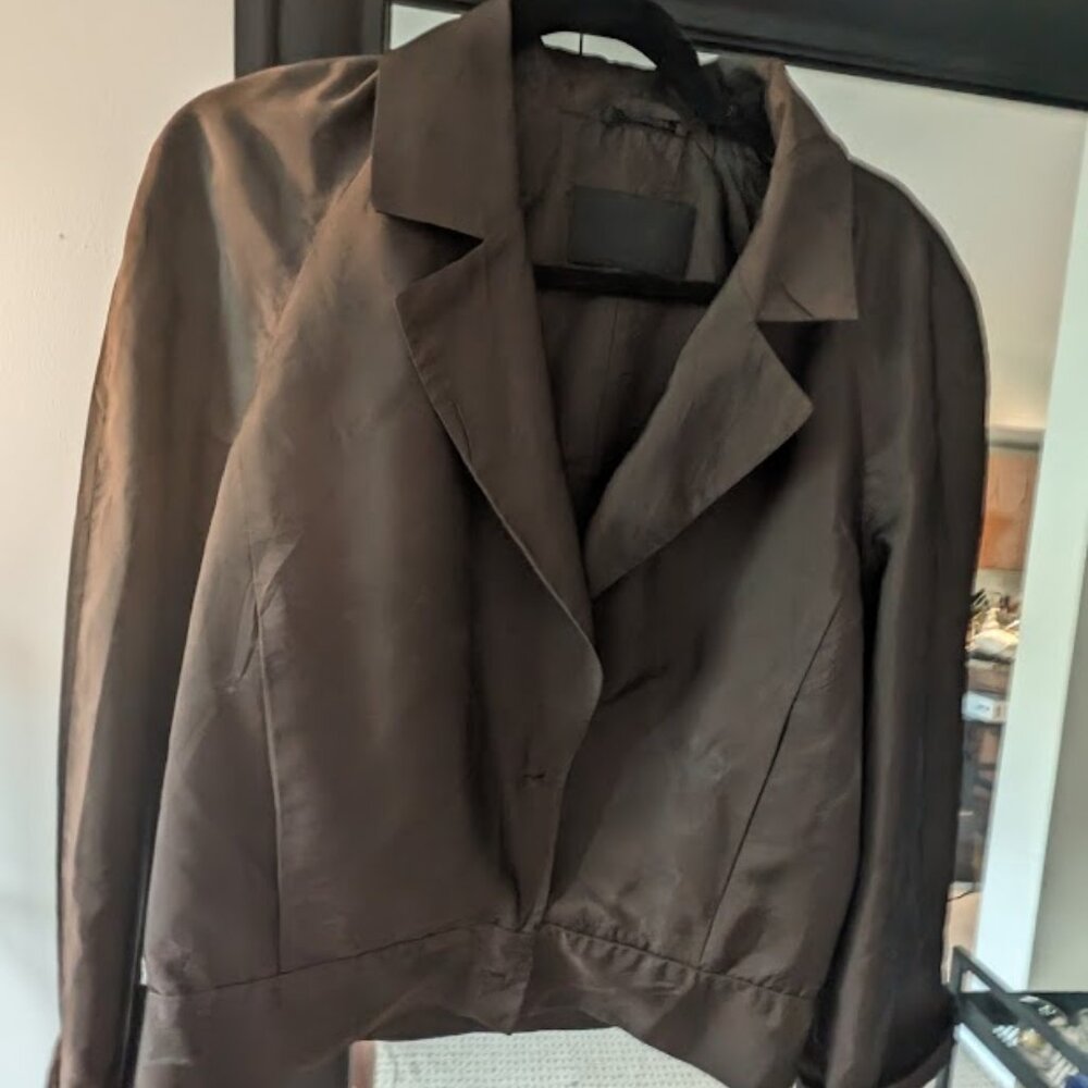 Vintage 90's 100% Silk Prada Jacket Size 42 Brown - Medium